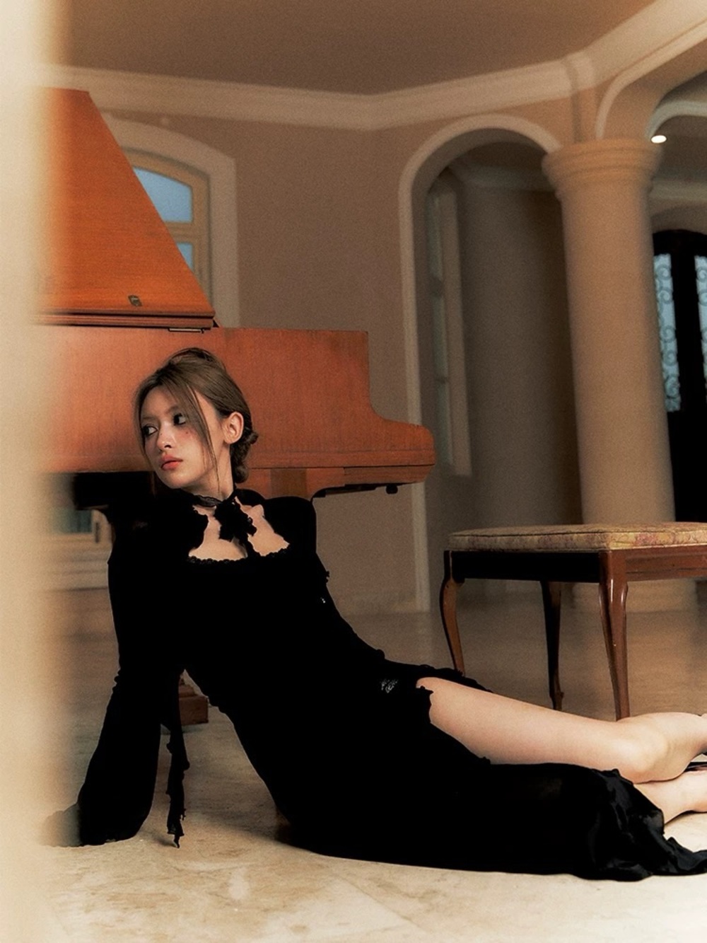 Anti Being General Black Gothic Dress with Long Sleeve Cardigan 2pc Set